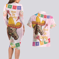 Cinco De Derby Couples Matching Long Sleeve Bodycon Dress and Hawaiian Shirt 2025 Sombrero Horse Racing