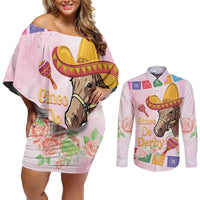 Cinco De Derby Couples Matching Off Shoulder Short Dress and Long Sleeve Button Shirt 2025 Sombrero Horse Racing