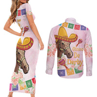 Cinco De Derby Couples Matching Short Sleeve Bodycon Dress and Long Sleeve Button Shirt 2025 Sombrero Horse Racing