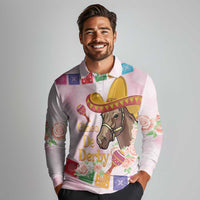 Cinco De Derby Long Sleeve Polo Shirt 2025 Sombrero Horse Racing