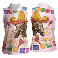 Cinco De Derby Women Sleeveless Polo Shirt 2025 Sombrero Horse Racing - Wonder Print Shop