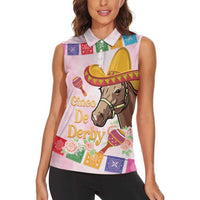 Cinco De Derby Women Sleeveless Polo Shirt 2025 Sombrero Horse Racing - Wonder Print Shop