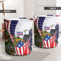 United States Puerto Rico Laundry Basket USA Curve Flag With Coqui Drum - Wonder Print Shop