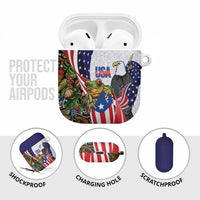 United States Puerto Rico AirPods Case USA Curve Flag With Coqui Drum - Wonder Print Shop