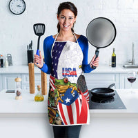 United States Puerto Rico Apron USA Curve Flag With Coqui Drum - Wonder Print Shop