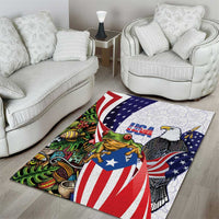 United States Puerto Rico Area Rug USA Curve Flag With Coqui Drum - Wonder Print Shop