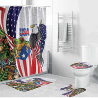 United States Puerto Rico Bathroom Set USA Curve Flag With Coqui Drum - Wonder Print Shop