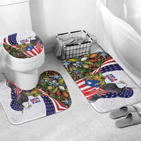 United States Puerto Rico Bathroom Set USA Curve Flag With Coqui Drum - Wonder Print Shop