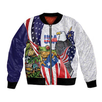 United States Puerto Rico Bomber Jacket USA Curve Flag With Coqui Drum - Wonder Print Shop