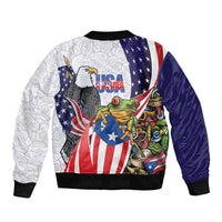 United States Puerto Rico Bomber Jacket USA Curve Flag With Coqui Drum - Wonder Print Shop