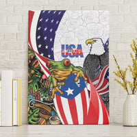 United States Puerto Rico Canvas Wall Art USA Curve Flag With Coqui Drum - Wonder Print Shop