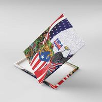 United States Puerto Rico Canvas Wall Art USA Curve Flag With Coqui Drum - Wonder Print Shop