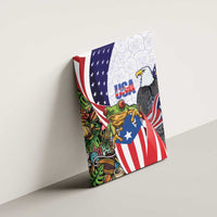 United States Puerto Rico Canvas Wall Art USA Curve Flag With Coqui Drum - Wonder Print Shop