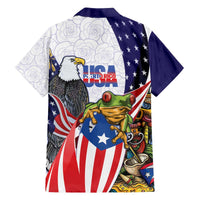 United States Puerto Rico Family Matching Off The Shoulder Long Sleeve Dress and Hawaiian Shirt USA Curve Flag With Coqui Drum - Wonder Print Shop