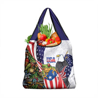 United States Puerto Rico Grocery Bag USA Curve Flag With Coqui Drum - Wonder Print Shop