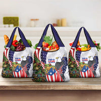 United States Puerto Rico Grocery Bag USA Curve Flag With Coqui Drum - Wonder Print Shop