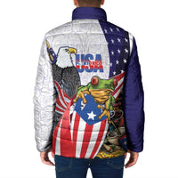 United States Puerto Rico Padded Jacket USA Curve Flag With Coqui Drum - Wonder Print Shop