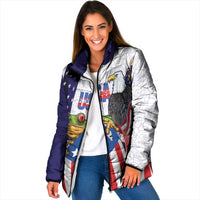 United States Puerto Rico Padded Jacket USA Curve Flag With Coqui Drum - Wonder Print Shop