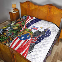 United States Puerto Rico Quilt USA Curve Flag With Coqui Drum - Wonder Print Shop