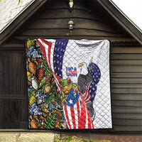 United States Puerto Rico Quilt USA Curve Flag With Coqui Drum - Wonder Print Shop