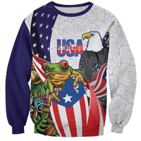 United States Puerto Rico Sweatshirt USA Curve Flag With Coqui Drum - Wonder Print Shop