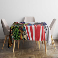 United States Puerto Rico Tablecloth USA Curve Flag With Coqui Drum - Wonder Print Shop
