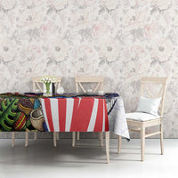 United States Puerto Rico Tablecloth USA Curve Flag With Coqui Drum - Wonder Print Shop