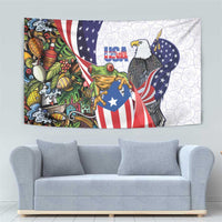 United States Puerto Rico Tapestry USA Curve Flag With Coqui Drum - Wonder Print Shop