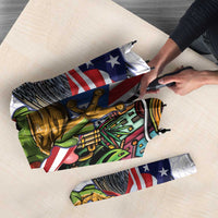 United States Puerto Rico Umbrella USA Curve Flag With Coqui Drum - Wonder Print Shop