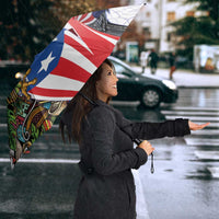 United States Puerto Rico Umbrella USA Curve Flag With Coqui Drum - Wonder Print Shop