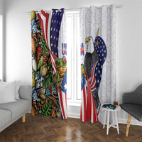 United States Puerto Rico Window Curtain USA Curve Flag With Coqui Drum - Wonder Print Shop