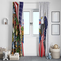 United States Puerto Rico Window Curtain USA Curve Flag With Coqui Drum - Wonder Print Shop