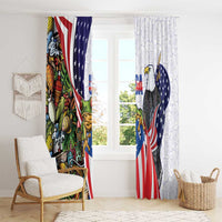 United States Puerto Rico Window Curtain USA Curve Flag With Coqui Drum - Wonder Print Shop