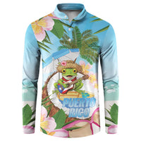 Puerto Rico Pava Coqui Button Sweatshirt Spirit Frog Tropical Beach Vibes - Wonder Print Shop