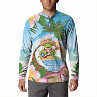 Puerto Rico Pava Coqui Button Sweatshirt Spirit Frog Tropical Beach Vibes - Wonder Print Shop