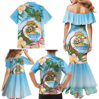 Puerto Rico Pava Coqui Family Matching Mermaid Dress and Hawaiian Shirt Spirit Frog Tropical Beach Vibes - Wonder Print Shop