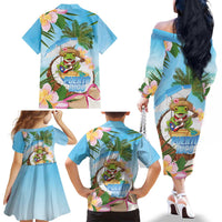 Puerto Rico Pava Coqui Family Matching Off The Shoulder Long Sleeve Dress and Hawaiian Shirt Spirit Frog Tropical Beach Vibes - Wonder Print Shop