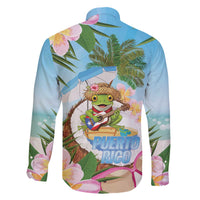 Puerto Rico Pava Coqui Family Matching Off The Shoulder Long Sleeve Dress and Hawaiian Shirt Spirit Frog Tropical Beach Vibes - Wonder Print Shop