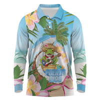 Puerto Rico Pava Coqui Long Sleeve Polo Shirt Spirit Frog Tropical Beach Vibes - Wonder Print Shop