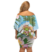 Puerto Rico Pava Coqui Off Shoulder Short Dress Spirit Frog Tropical Beach Vibes - Wonder Print Shop