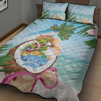 Puerto Rico Pava Coqui Quilt Bed Set Spirit Frog Tropical Beach Vibes - Wonder Print Shop