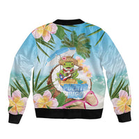 Puerto Rico Pava Coqui Sleeve Zip Bomber Jacket Spirit Frog Tropical Beach Vibes - Wonder Print Shop