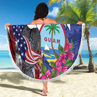 United States Guam Beach Blanket USA Eagle Guahan Seal Bougainvillea - Wonder Print Shop