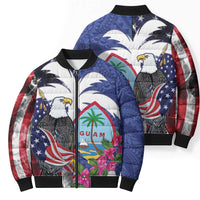 United States Guam Bomber Puffer Jacket USA Eagle Guahan Seal Bougainvillea - Wonder Print Shop