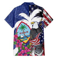 United States Guam Family Matching Off The Shoulder Long Sleeve Dress and Hawaiian Shirt USA Eagle Guahan Seal Bougainvillea - Wonder Print Shop