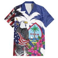 United States Guam Family Matching Short Sleeve Bodycon Dress and Hawaiian Shirt USA Eagle Guahan Seal Bougainvillea - Wonder Print Shop