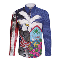 United States Guam Long Sleeve Button Shirt USA Eagle Guahan Seal Bougainvillea - Wonder Print Shop