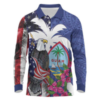 United States Guam Long Sleeve Polo Shirt USA Eagle Guahan Seal Bougainvillea - Wonder Print Shop