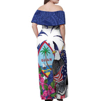 United States Guam Off Shoulder Maxi Dress USA Eagle Guahan Seal Bougainvillea - Wonder Print Shop