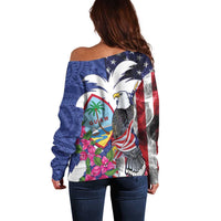 United States Guam Off Shoulder Sweater USA Eagle Guahan Seal Bougainvillea - Wonder Print Shop